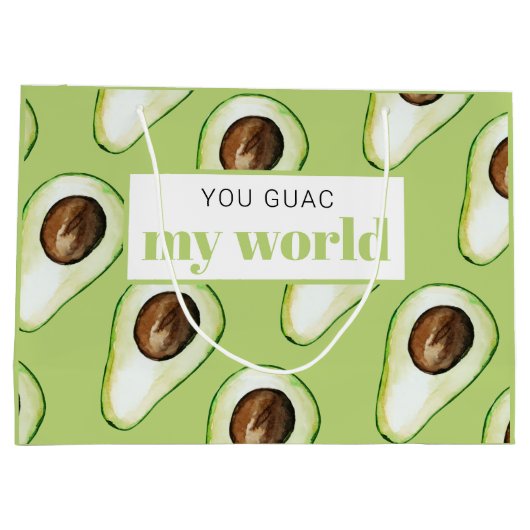 Grand Sac Cadeau Devis moderne vert Avocado amusant (Dos)