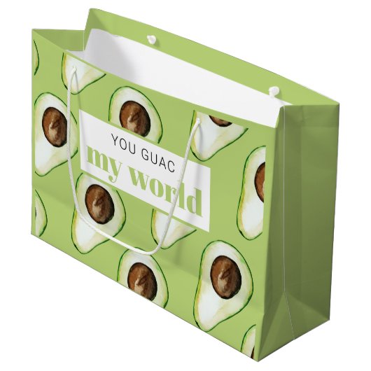 Grand Sac Cadeau Devis moderne vert Avocado amusant (Devant Angle)