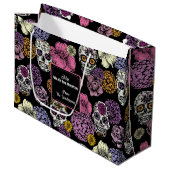 Grand Sac Cadeau Dia de los Muertos Mexicains Crânes et fleurs à su (Devant Angle)