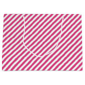 Grand Sac Cadeau Diagonal pink and white stripes pattern (Devant)