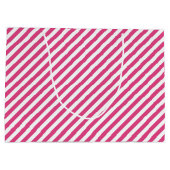 Grand Sac Cadeau Diagonal pink and white stripes pattern (Dos)