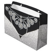 Grand Sac Cadeau Diamant d'argent noir femmes (Dos Angle)
