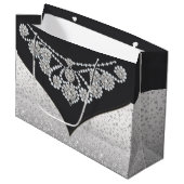 Grand Sac Cadeau Diamant d'argent noir femmes (Devant Angle)