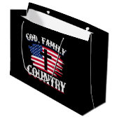 Grand Sac Cadeau Dieu Famille Pays American Drapeau Croix Christian (Devant Angle)