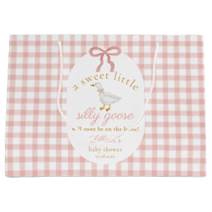 Grand Sac Cadeau Dindon Rose Vichy Baby Shower Cottagecore