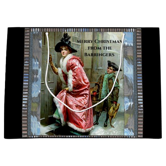 Grand Sac Cadeau Dîner de Noël victorien (Devant)