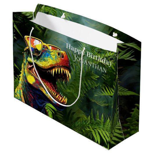 Grand Sac Cadeau Dino Jurassic Jungle enfants (Dos Angle)