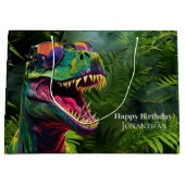 Grand Sac Cadeau Dinosaur Joyeux Enfants d'Anniversaire Jungle (Devant)