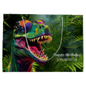 Grand Sac Cadeau Dinosaur Joyeux Enfants d'Anniversaire Jungle (Dos)