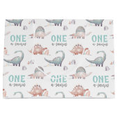 Grand Sac Cadeau Dinosaur One-A-Saurus 1er anniversaire (Devant)