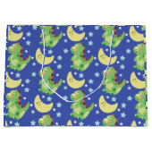 Grand Sac Cadeau Dinosaure Bleu (Devant)