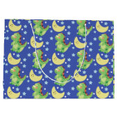 Grand Sac Cadeau Dinosaure Bleu (Dos)