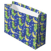 Grand Sac Cadeau Dinosaure Bleu (Devant Angle)
