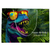 Grand Sac Cadeau Dinosaure Cool jungle violet (Dos)