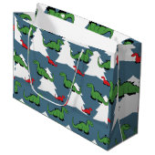 Grand Sac Cadeau Dinosaure de Noël (Devant Angle)