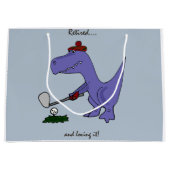 Grand Sac Cadeau Dinosaure retiré de Trex jouant au golf (Devant)