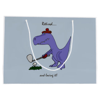 Grand Sac Cadeau Dinosaure retiré de Trex jouant au golf