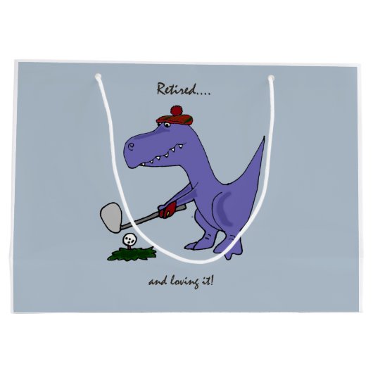 Grand Sac Cadeau Dinosaure retiré de Trex jouant au golf (Dos)