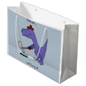 Grand Sac Cadeau Dinosaure retiré de Trex jouant au golf (Devant Angle)