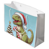 Grand Sac Cadeau Dinosaure sucre de canne de Noël mignon (Dos Angle)