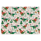 Grand Sac Cadeau Dinosaures dans Sweaters Motif de Noël (Devant)