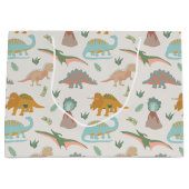 Grand Sac Cadeau Dinosaurs Kids Hand Drawn Boho Dinosaur Pattern (Devant)