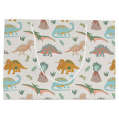 Grand Sac Cadeau Dinosaurs Kids Hand Drawn Boho Dinosaur Pattern (Dos)