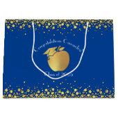 Grand Sac Cadeau Diplôme d'enseignement Bleu Or (Devant)