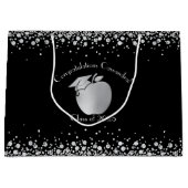 Grand Sac Cadeau Diplôme d'enseignement Noir Argent (Devant)
