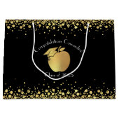 Grand Sac Cadeau Diplôme d'enseignement Noir Or (Devant)