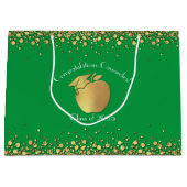 Grand Sac Cadeau Diplôme d'enseignement Vert Or (Devant)