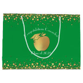 Grand Sac Cadeau Diplôme d'enseignement Vert Or (Dos)