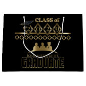 Grand Sac Cadeau Diplômé - do-it-yourself année et nom - Noir (Devant)