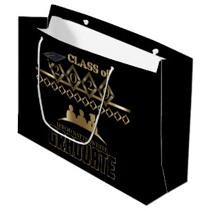 Grand Sac Cadeau Diplômé - do-it-yourself année et nom - Noir