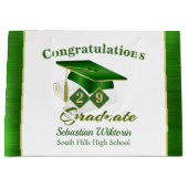 Grand Sac Cadeau Diplôme d'or vert classique personnalisé (Devant)