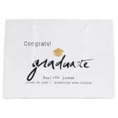Grand Sac Cadeau Diplômé écriture manuscrite de script Cap blanc (Devant)