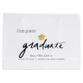 Grand Sac Cadeau Diplômé écriture manuscrite de script Cap blanc (Dos)
