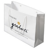 Grand Sac Cadeau Diplômé écriture manuscrite de script Cap blanc (Devant Angle)