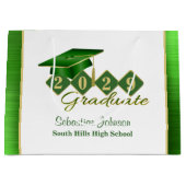 Grand Sac Cadeau Diplôme personnalisé Vert et Or (Devant)