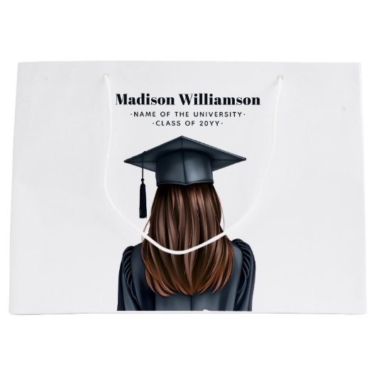 Grand Sac Cadeau Diplômée moderne personnalisée Femme Diplômée (Devant)