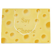 Grand Sac Cadeau "Dis Fromage" Belle Fromage Jaune Holey Cutomizabl (Devant)