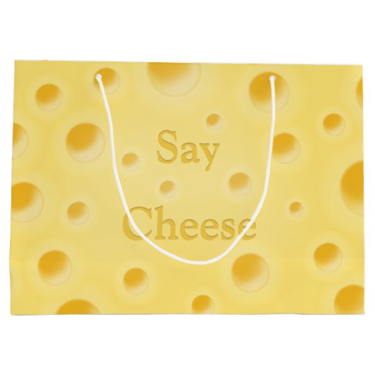 Grand Sac Cadeau "Dis Fromage" Belle Fromage Jaune Holey Cutomizabl (Dos)