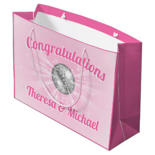 Grand Sac Cadeau Disco Ball Baby shower fille rose Super