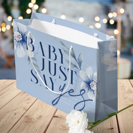 Grand Sac Cadeau Dites simplement Oui Fête des mariées de fleurs bl