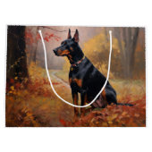 Grand Sac Cadeau Doberman en automne Feuilles automne Inspire (Dos)