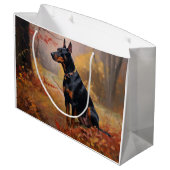 Grand Sac Cadeau Doberman en automne Feuilles automne Inspire (Dos Angle)