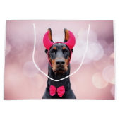 Grand Sac Cadeau Doberman en costume diabolique (Devant)