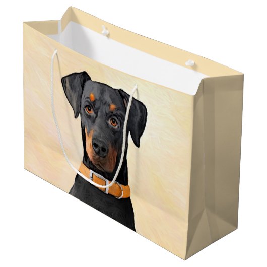 Grand Sac Cadeau Doberman Pinscher Peinture non découpée Art origin (Devant Angle)