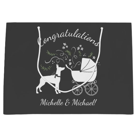 Grand Sac Cadeau Dobermann Baby shower Chien Chien Chien Chien Chie (Devant)