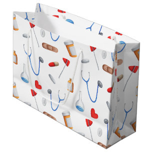 Grand Sac Cadeau Docteur motif instrumentale médicale